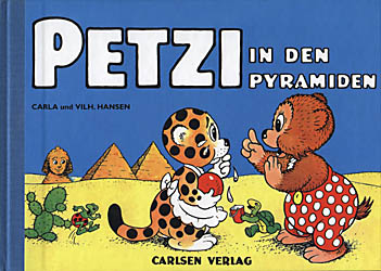 [Cover: Petzi in den Pyramiden; Querformat-Hardcover-Ausgabe, groß]